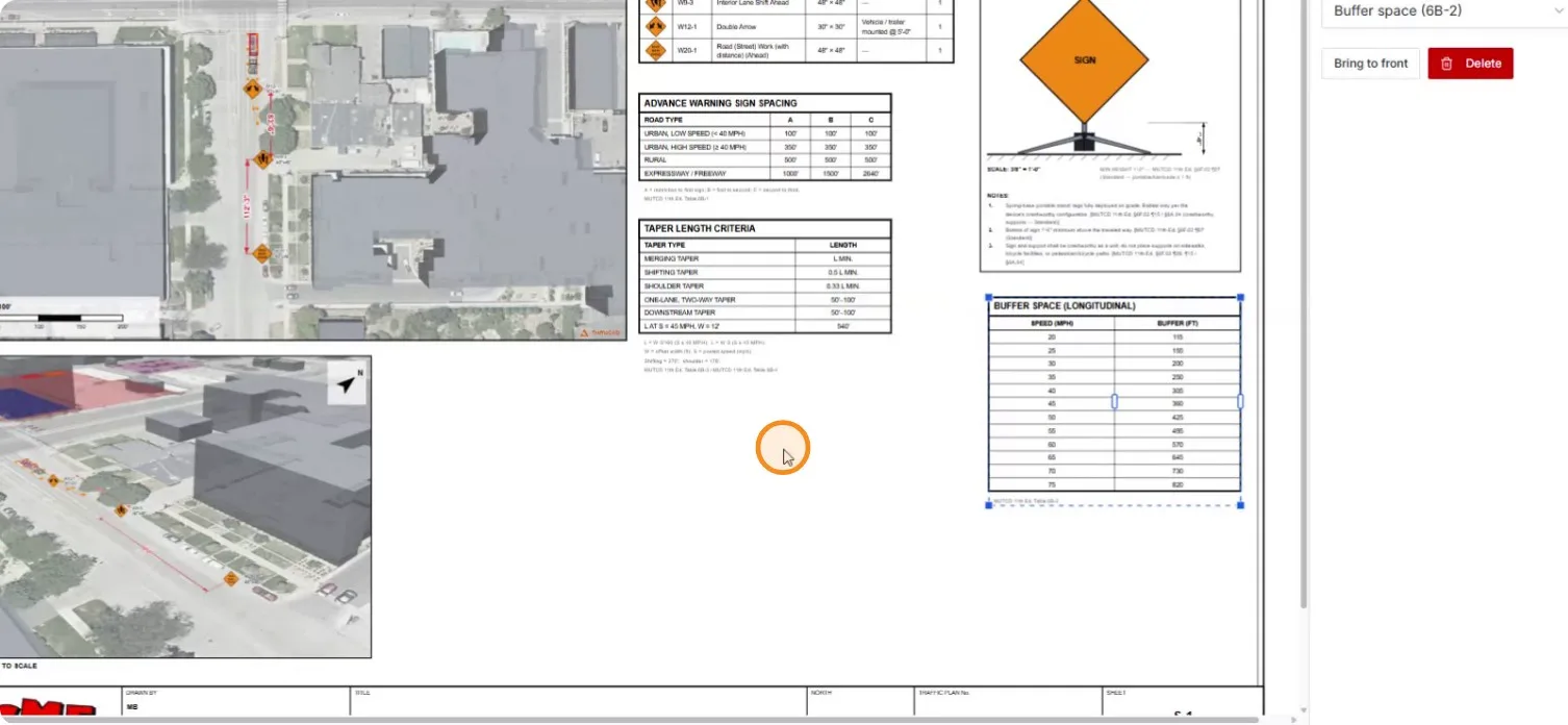 The Buffer Space (6B-2) table placed and selected