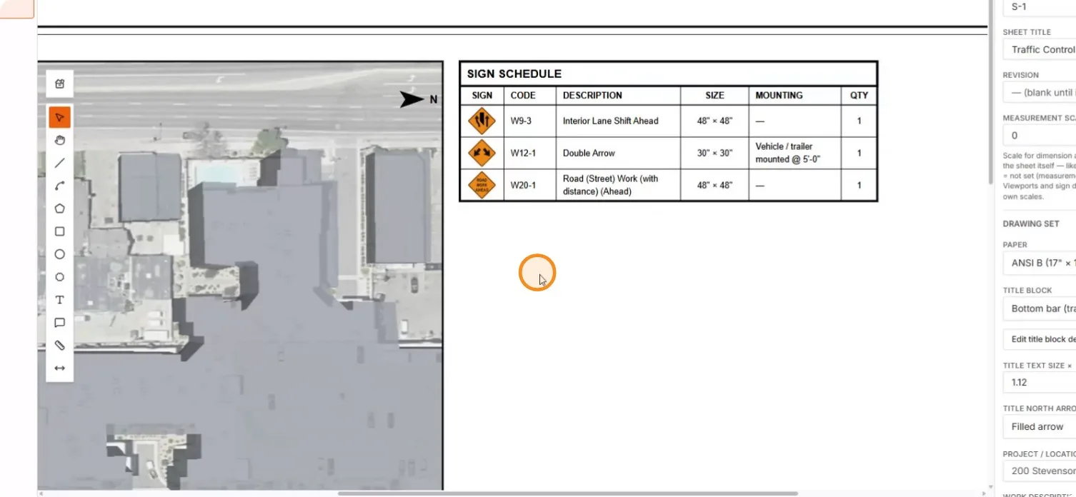 The schedule beside the plan viewport