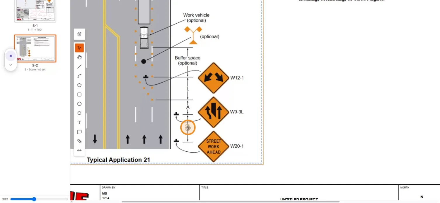Selecting the spacing dimension between the signs