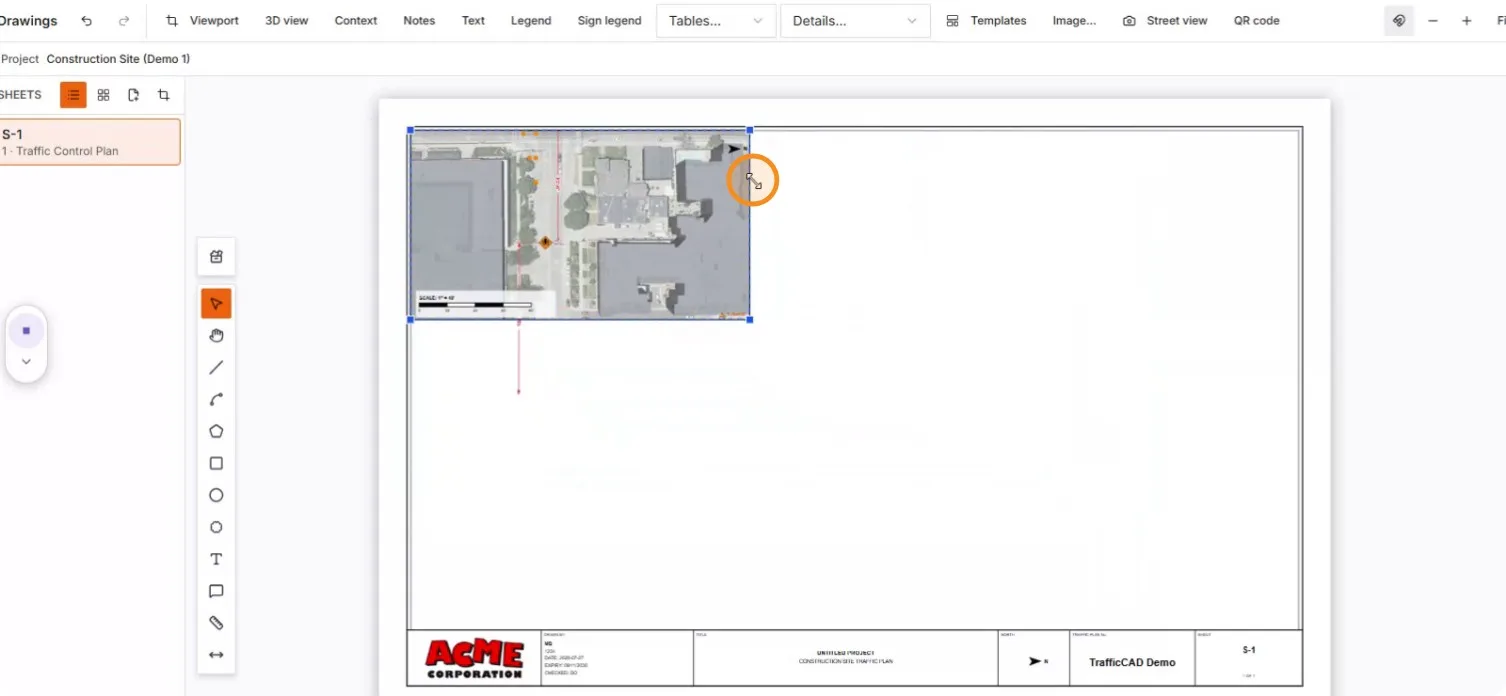 The viewport dragged toward the sheet's top-left