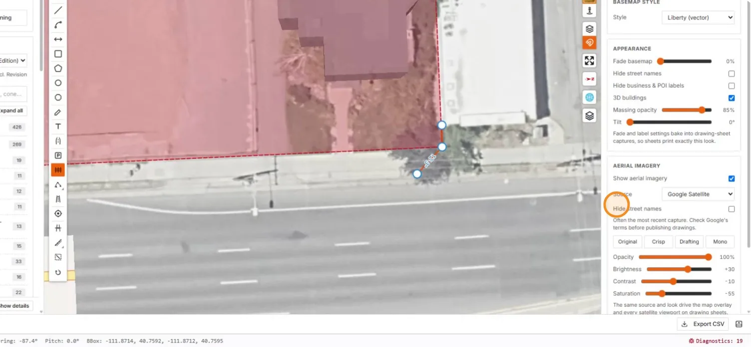 First fence vertices placed along the southeast edge