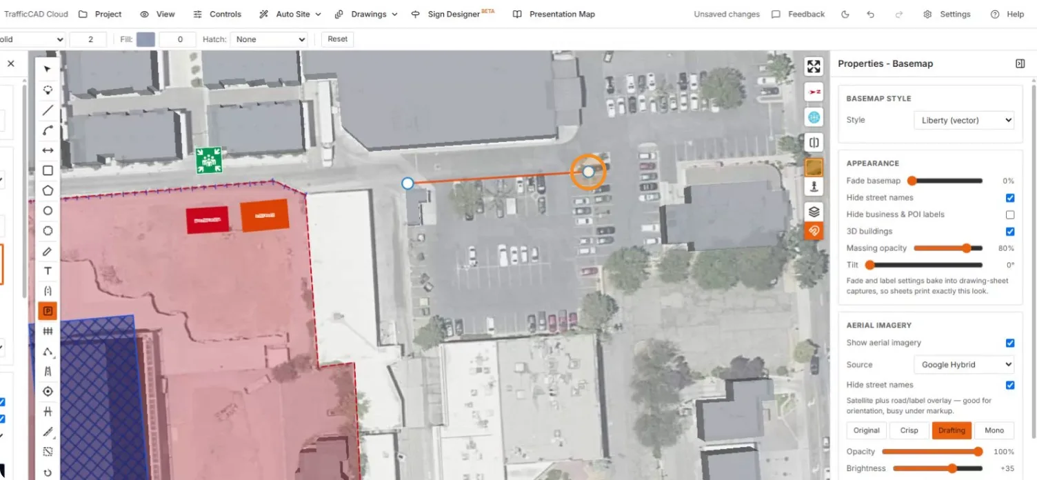 The first edge stretched across the lot