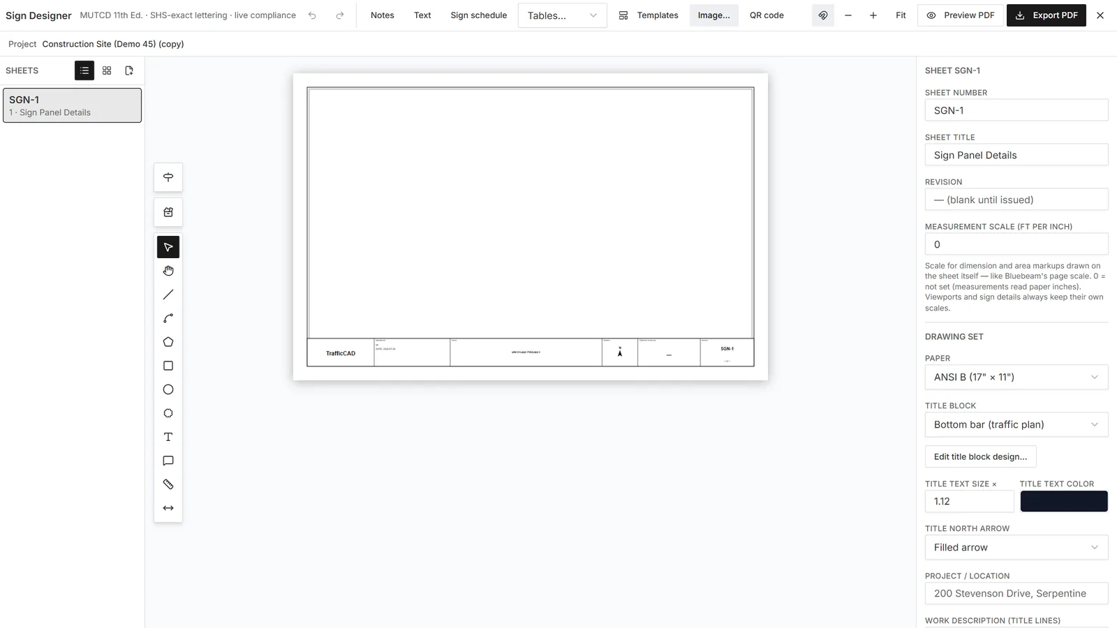 The Sign Designer browser view